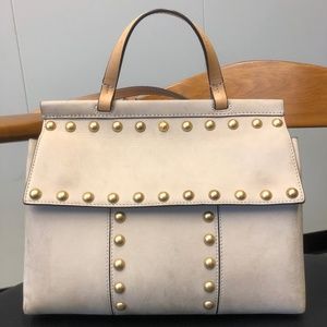 Tory Burch Block-T Stud Suede Satchel